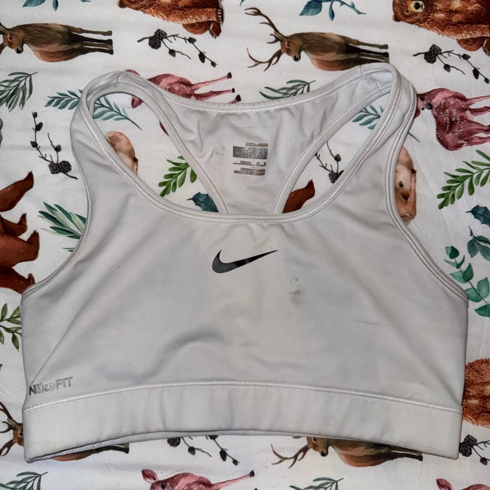 Nike White Dri-FIT Sports Bra